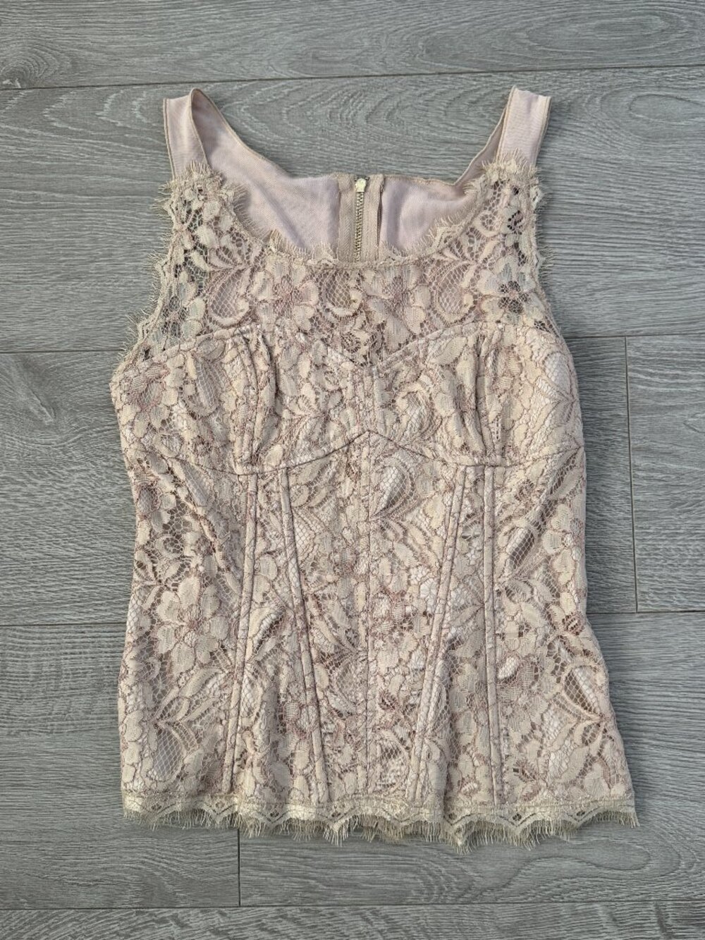 GUESS by Marciano Lace Peplum Corset Tank Top Blush Pink Sleeveless Size XS